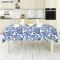 thumbnail image 2 of White Blue Floral Tablecloth 60 x 102 Inch Vintage Floral Table Cover Retro Rectangle Table Cloth for Home Kitchen Dining Table Decoration Supplies, 2 of 6
