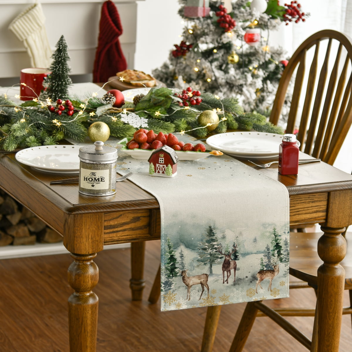 Smile All Seasons Seasonal Decorative Set of 12 Table Runner Clearance for Dining Table 13 x 72 Inch, Farmhouse Kitchen Dining Room Decoration