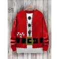 thumbnail image 2 of Suéter feo con impresión 3D para hombre y mujer, sudadera informal unisex de invierno con diseño de árbol de Navidad, Papá Noel, gato, ciervo y oso, M14, 2 of 4