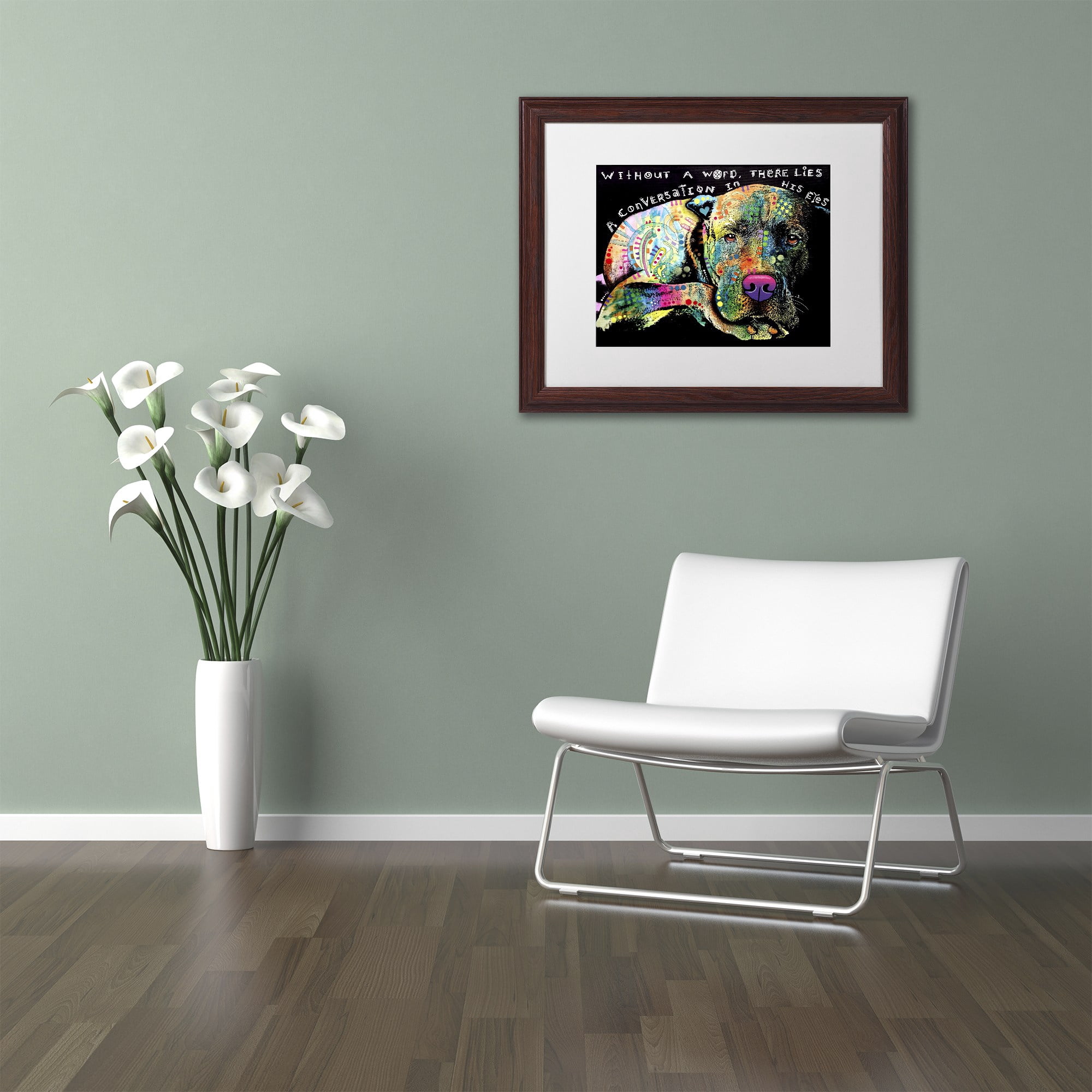Trademark Fine Art 'Without a Word' Canvas Art by Dean Russo, White Matte, Wood Frame