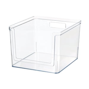 Mainstays Deep Open-Front Pantry Organizer Bin, Clear, 12x10.5x8