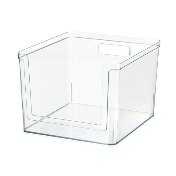 Mainstays Extra Large Deep Open-Front Pantry Organizer Bin, Clear Plastic, 12” x 10.5” x 8.0”
