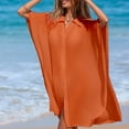 thumbnail image 2 of Tqyyweavej Plus Size Cover Ups for Swimwear Women Botton Down Solid Color Beach Cover Up Free Size Loose V Neck Swim Coverup, 2 of 7