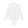 thumbnail image 7 of Doomiva Mens Latin Ballet Ballroom Dance Leotard Long Sleeve Mesh Splice Shiny Rhinestones Shirts White L, 7 of 7