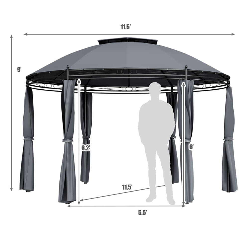 Aimee Lii 11.5 ft Outdoor Patio Round Dome Gazebo Canopy Shelter with Double Roof Steel, Backyard Canopy Gazebo for Party Wedding BBQ Events, Gray Aimee Lii 11.5 ft Outdoor Patio Round Dome Gazebo Canopy Shelter with Double Roof Steel, Backyard Canopy Gazebo for Party Wedding BBQ Events, Gray