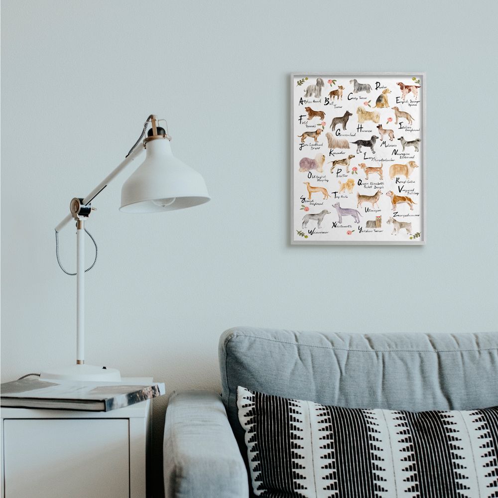 Stupell Industries Chic Alphabet of Dogs with Floral Detail Designed by Melissa Want