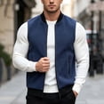 thumbnail image 4 of Riecok Mens Fleece Vests for Outdoors Sleeveless Stand Collar Zip up Jackets Thermal Solid Warm Casual Outerwear with Pockets Dark Blue 2XL, 4 of 6