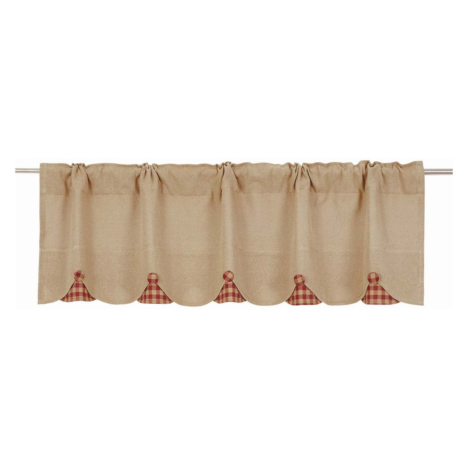 VHC Brands Burlap Check Scalloped Valance - Thumbnail 4