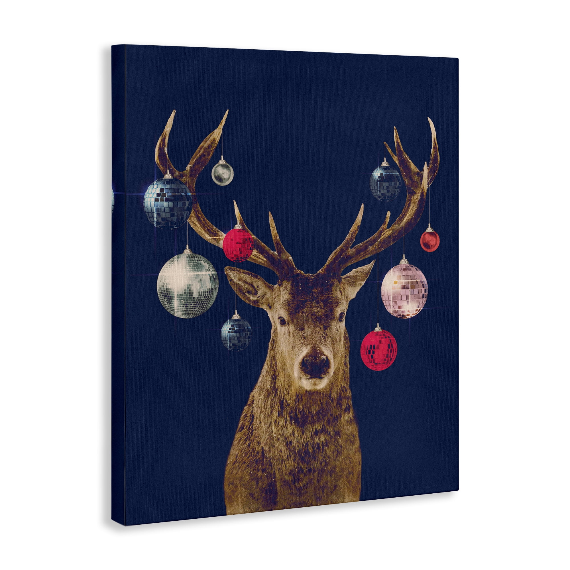 Stupell Industries Deer & Shining Ornaments Holiday Painting Gallery Wrapped Canvas Art Print Wall Art, 24 x 30