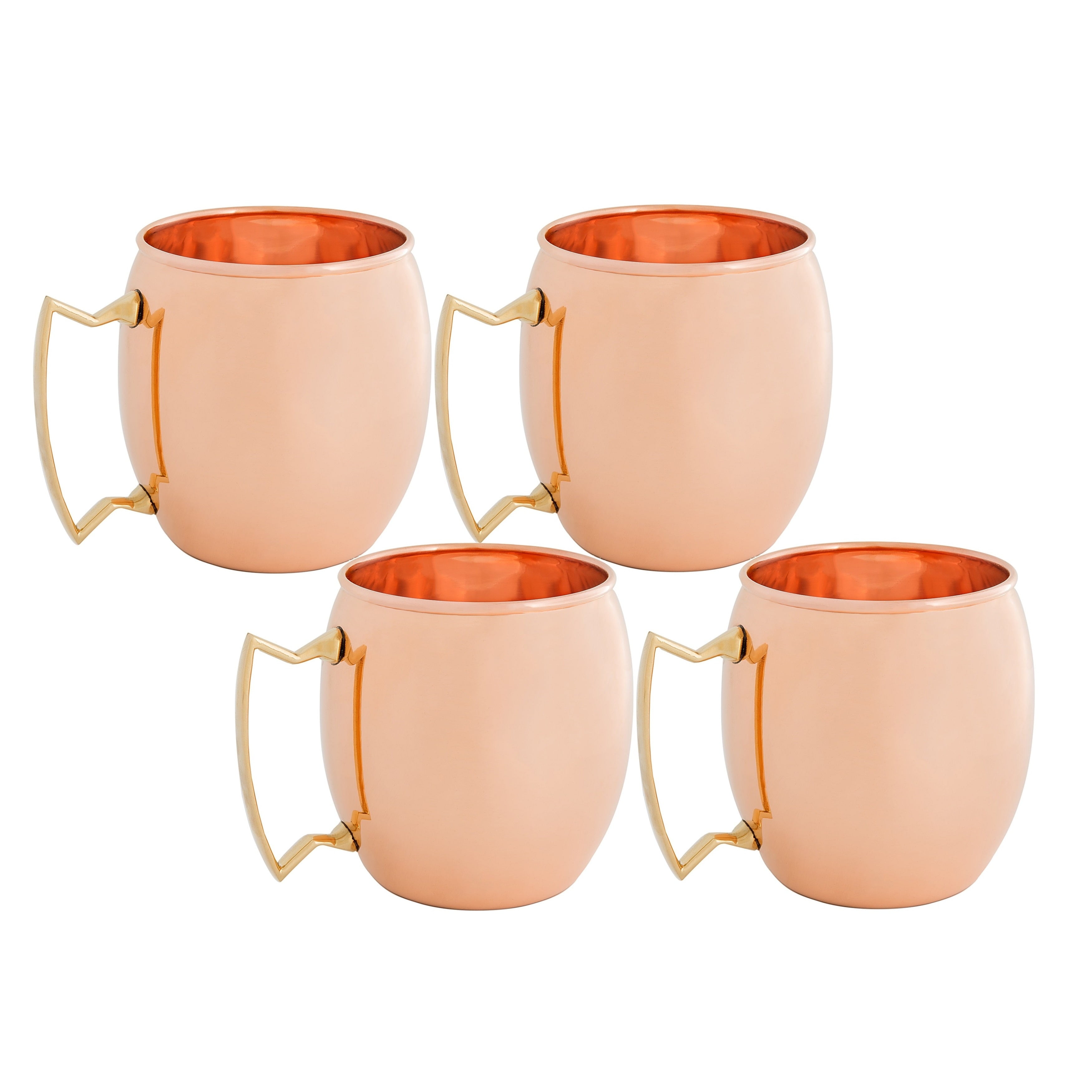 OGGI Moscow Mule Pure Solid Copper Handled Drinking Cups 16 oz Mugs Set of 8 