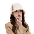 thumbnail image 1 of Warm Winter Hat Knitted Hat Women Winter Bucket Hat Thick Color Matching Soft Sun Uv Protection Short Brim Windproof Cold, 1 of 5