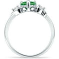 thumbnail image 6 of Three Stone Heart Promise Ring Green Emerald Cubic Zirconia White Tone 925 Sterling Silver, Size 9, 6 of 7