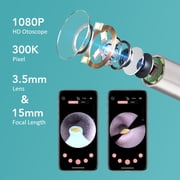 Visual Ear Wax Removal, Ear Cleaner with Camera, Ear Camera Otoscope with Light, Ear Cleaning Kit with 6 Led Light, 4pcs Ear Scoops, 130mAh Battery for iPhone, iPad, Android Phones (Black)