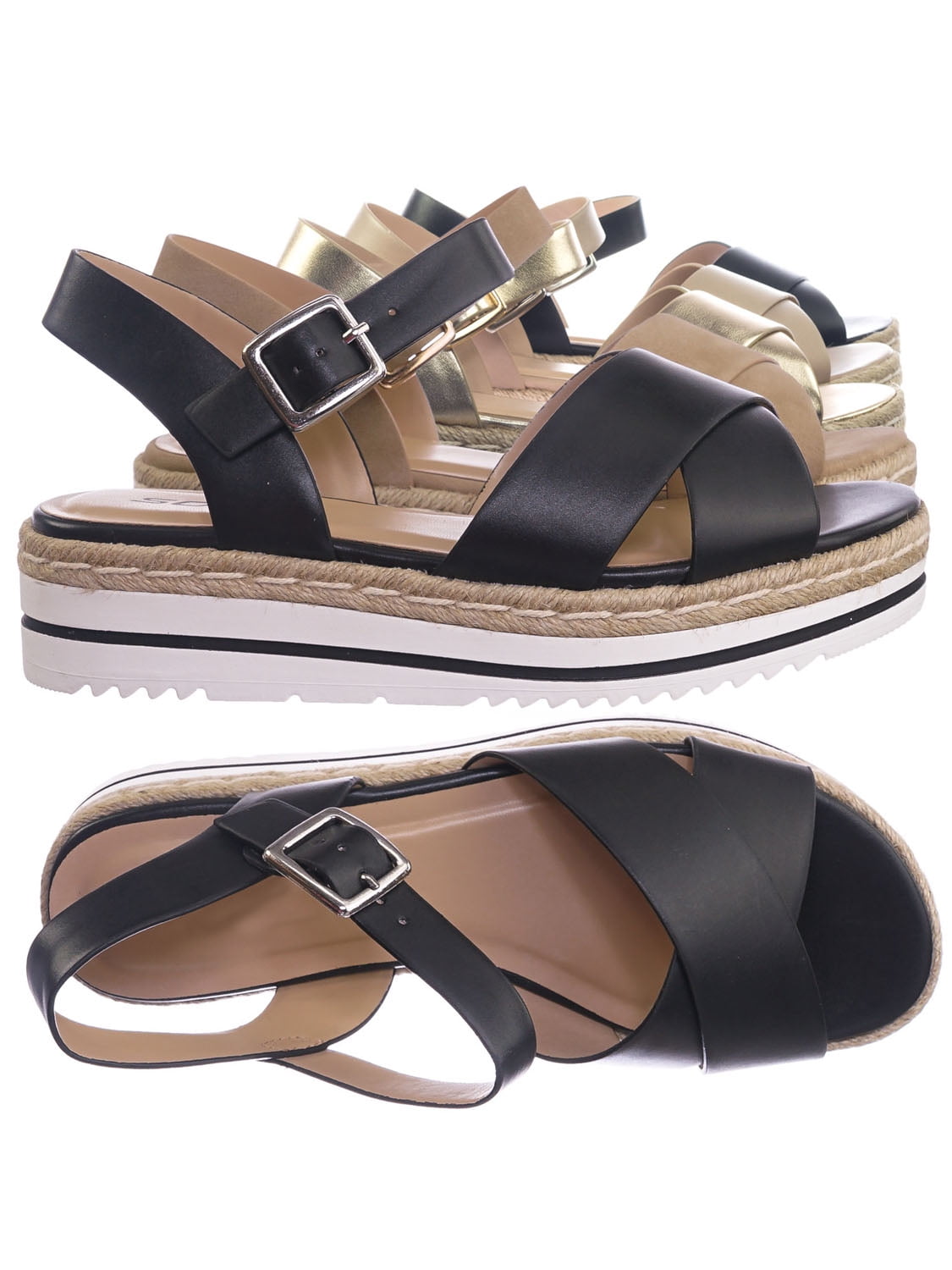 Picnic by Soda, Rubber Espadrille Multi Layered Flatform Open Toe Ankle  Strap Sandal (Woman) - Walmart.com
