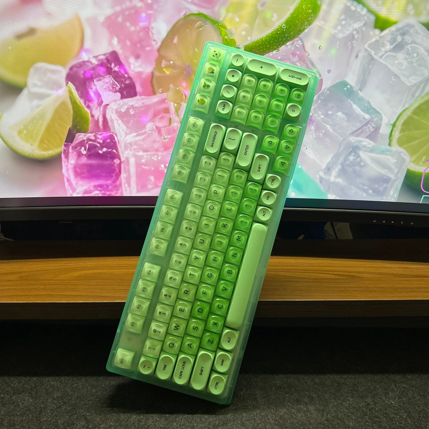 98 Keys Hot Swappable Keyboard, Tri-Mode 2.4G Bluetooth Wired Lime Green RGB Mechanical for PC
