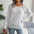 thumbnail image 2 of Fesfesfes Women Sweaters Casual Solid Long Sleeve Loose Round Neck Sweater Pullver Button Blouse Fall Tops Plus Size Clearance $10, 2 of 8