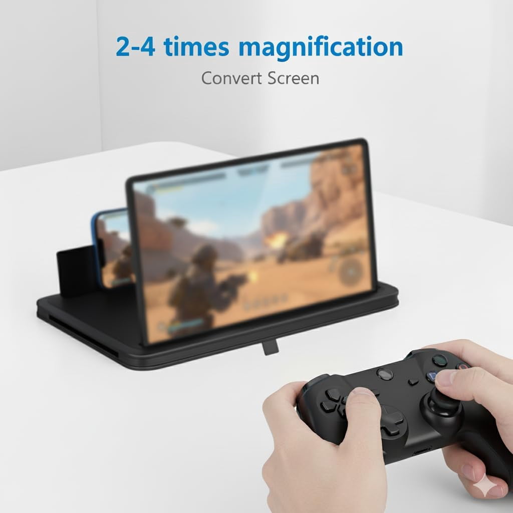 Screen Magnifier for Cell Phone with Adjustable Stand, Foldable Phone Screen Magnifier for Movies & Videos, Hands-Free Viewing, Compatible with All Smartphones (Red, 14'')