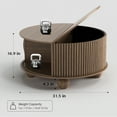 thumbnail image 3 of JOINICE Round Coffee Table with Storage and Bun Feet,Mid Century Modern Center Table,for Living Room,Walnut, 3 of 7