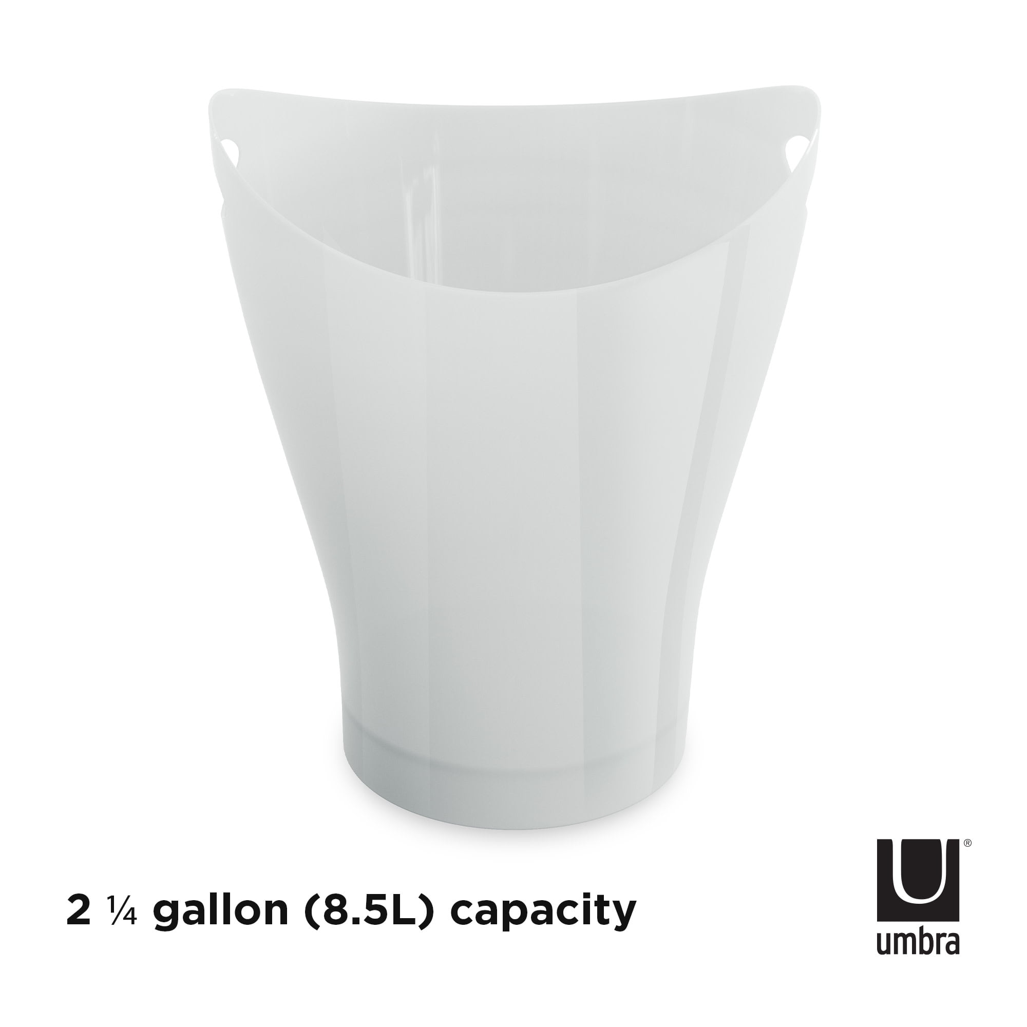 Umbra 2.25 gal Garbino Plastic Open Top Bathroom Trash Can, White