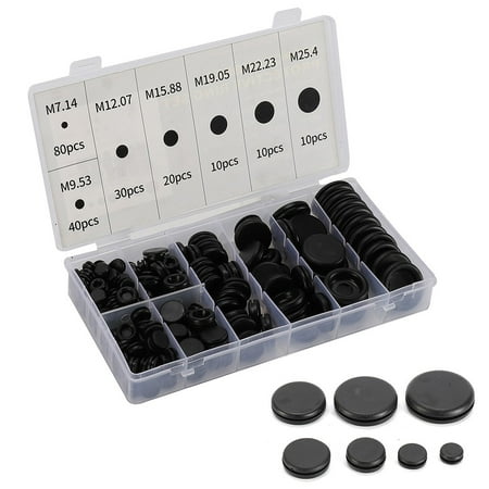 

Marbhall 200Pcs Rubber Grommet Kit Drill Hole Firewall Hole Plugs Wire Protection Rubber Blanking Grommets Open/Closed Blind Plug Wiring Bung 7 Sizes Black