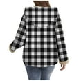 thumbnail image 3 of Diufon Fleece Jackets for Women Oversized Plaid Long Sleeve Hooded Jacket Fall Winter Casual Warm Outwear, 3 of 8