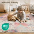thumbnail image 4 of ODIKA 2'x3' Washable Throw Rug Pink Dusty Blue Boho Southwestern Design Faded Diamond Lattice with Zigzag Stripes for Hallway, Study Room, Non-Slip Low Profile, Flatwoven, 4 of 7