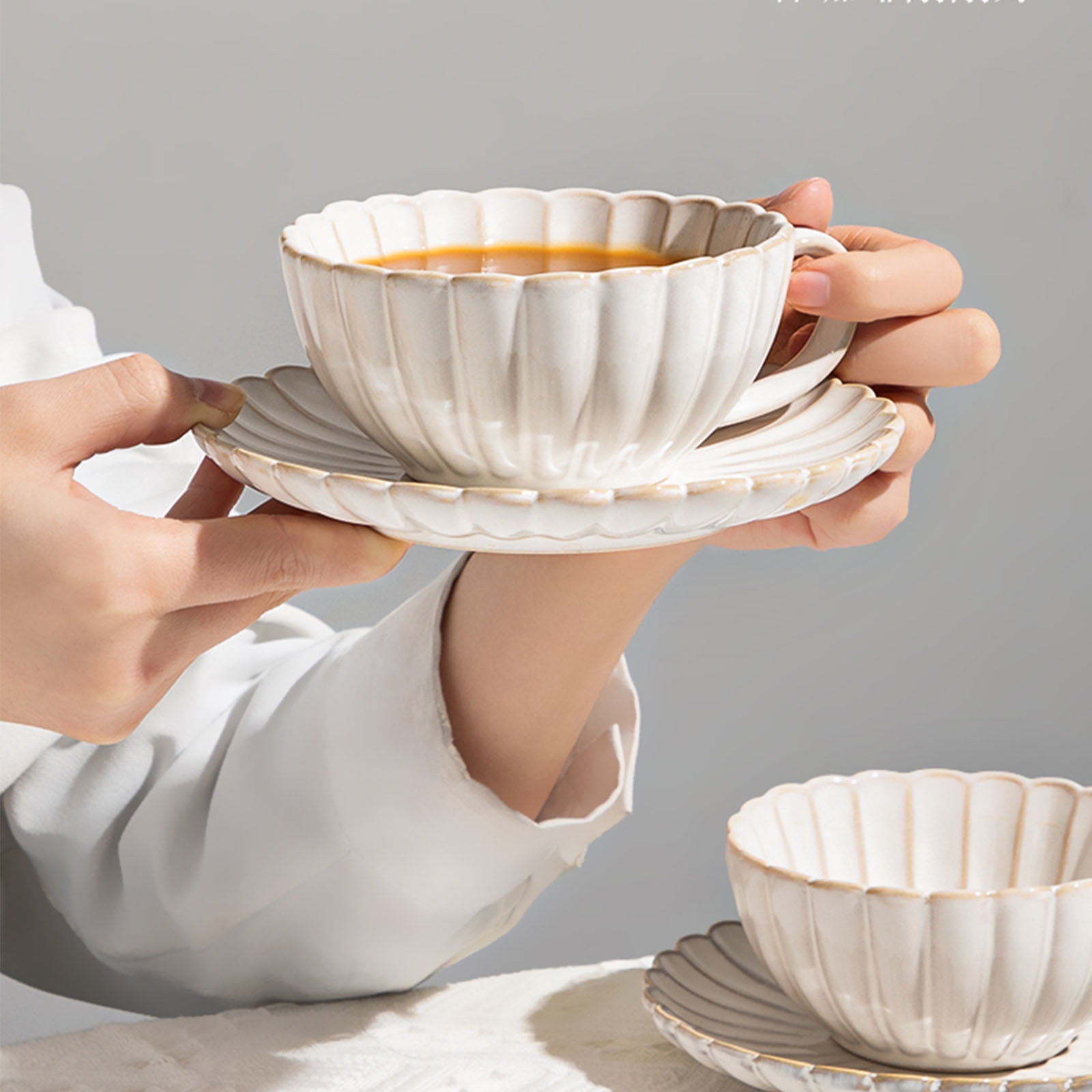 SIELUNO White Porcelain Espresso Coffee Cup,Ceramic Cup With Spoon And Saucer For Afternoon Tea 250ml/8.8oz