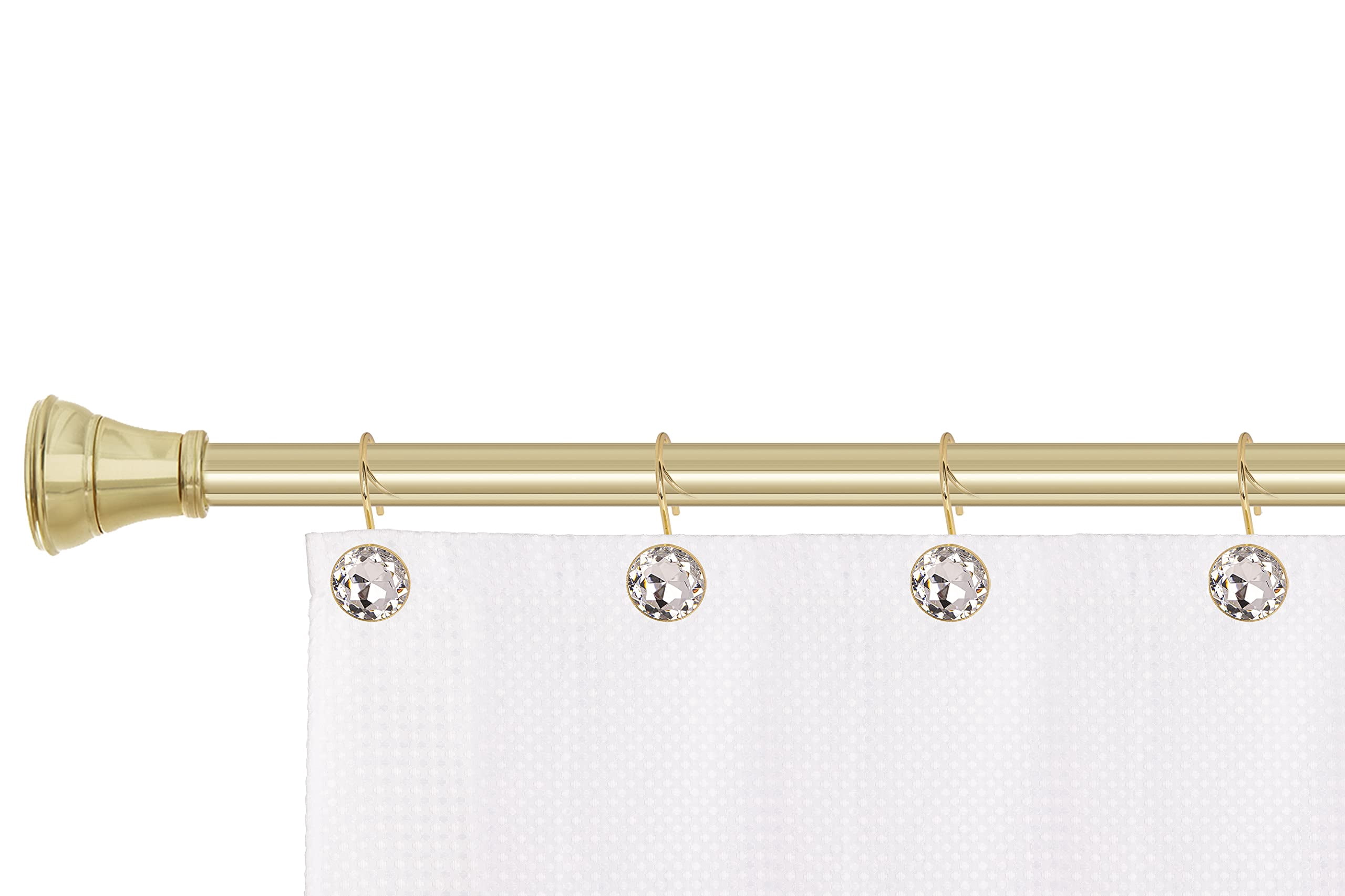 Utopia Alley Shower Hooks - Shower Curtain Rings for Bathroom - Rust Resistant Shower Curtain Hooks for Shower Curtain or Liner - Shower Curtain Rings with Crystal Design - Set of 12, Gold