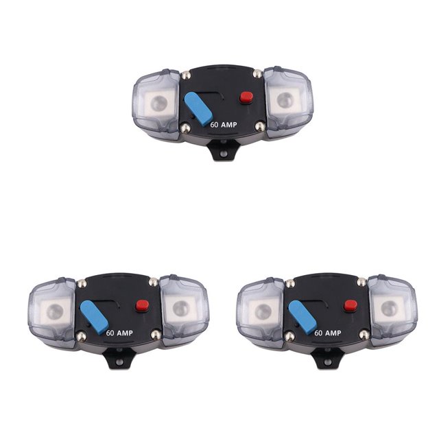 Decodeary Disjoncteur en Plastique Professionnel Réinitialisable Protection contre les Surcharges Accessoires de Haut-Parleur de Camion Automobile 60A 3Ensemble