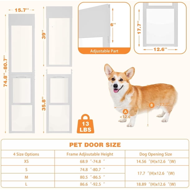 Slsy Dog Door for Sliding Glass Door, 74 3/4