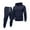 Navy, variant on Men Sweatsuits 2 Piece Set Casual Solid Color Hoodie Sweatshirt and Joggers Sweatpants Sets Comfortable Fall Winter Sport Suit with Pocket Black L