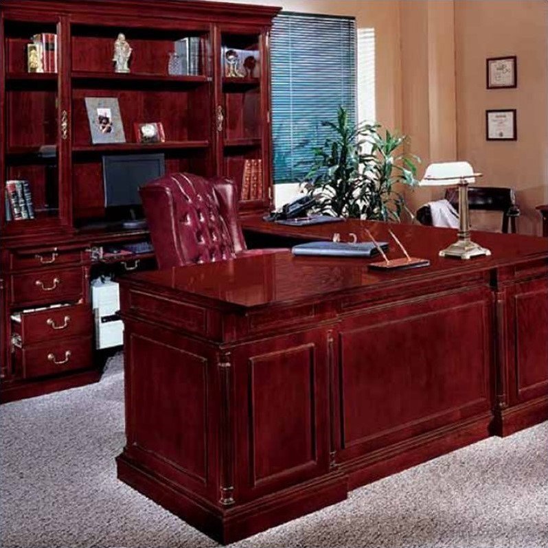 Flexsteel Contract Keswick LShape Executive Desk with Center Drawer