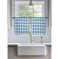 thumbnail image 3 of Sheer Curtains 54 inches Long, Sky Blue Plaid Sky Blue Gradient Line Check Geometric Light Filtering Sheer Window Curtains Rod Pocket Voile Drapes for Bedroom Living Room, 52"W x 54"L 2 Panels, 3 of 7