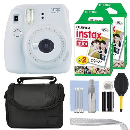 Fujifilm Instax Mini 9 Instant Film Camera Smokey White + 40 Film Accessory Kit