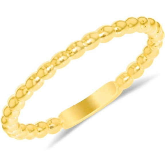 Floreo 10k Yellow Gold or White Gold Beaded Ring, Size 6-8