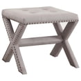 thumbnail image 1 of Best Master Banc d'Appoint Carré Rembourré en Tissu, Gris Neutre/tête Cloutée, 1 of 3