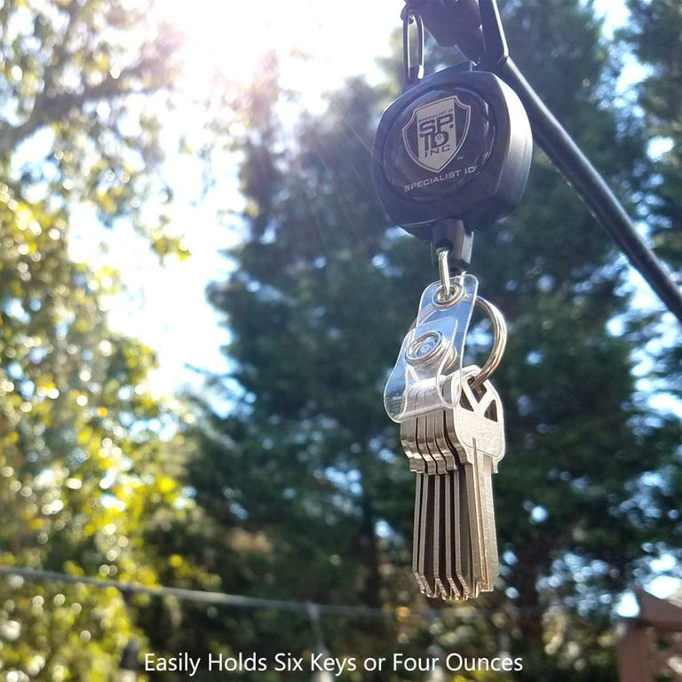 Heavy Duty Retractable Badge Reel with ID Holder Strap & Keychain - Strong Sidekick Carabiner Belt Loop Clip - Retracting Lanyard with Kevlar Cord