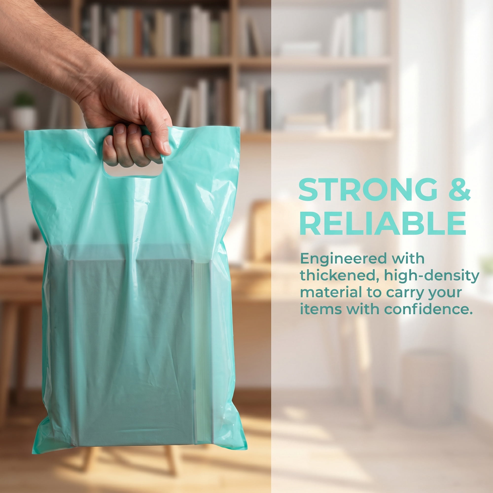 Unique Bargains 50Pcs Premium Waterproof Gift Bags Sky Blue 9.8" x 13.8"