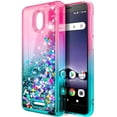 thumbnail image 2 of Nagebee Case for Alcatel TCL A1 (4G LTE, A501DL) / Alcatel Insight (5005R) with Tempered Glass Screen Protector (Full Coverage), Glitter Liquid Floating Waterfall Durable Girls Cute Case (Pink/Aqua), 2 of 5