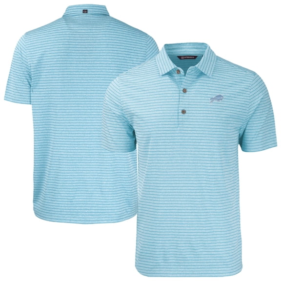 Men's Cutter & Buck Mint Buffalo Bills Forge Eco Heathered Stripe Stretch Recycled Polo
