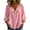Pink, variant on Women's Cotton Linen Tops Solid Color 3/4 Sleeves V Neck Shirts Casual Fall Winter Fashion Loose Fit Outfits
