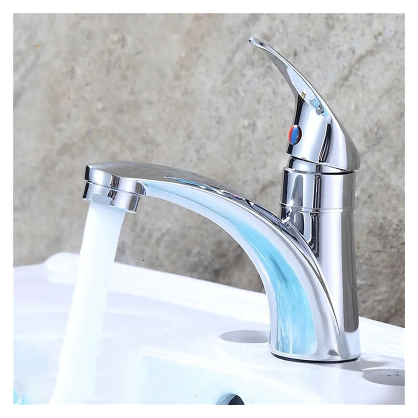 Bathroom Faucets Single Cold Basin Faucet Zinc Alloy Chrome Plated Deck Mounted Single Lever Hole ,Tankless Design