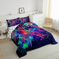 thumbnail image 3 of Gaming Comforter Set - Gamer Comforter Twin Bedding Sets , Ghost Spider Web Halloween Decorations Red Blue Green Gamer Room Decor, 3 of 6