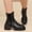 Black, variant on OKBOP Women's Walking Boots Side Zip Chunky Heel Round Toe Comfort