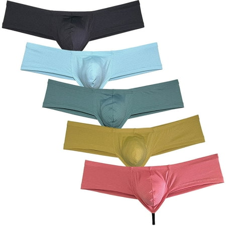 Botmois 5 pack Men s Sexy Boxer Briefs Breathable Contoured Pouch Boxershorts Hipster Hip Hop Underwear Ultimate Bikini Bottoms Panties 1/3 Buttocks Mini Pants 5A M