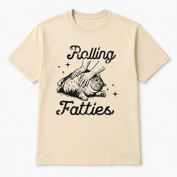 Rolling Fatties Cat Graphic T-Shirt, Unisex Classic Fit Tee