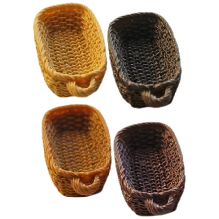 Homoyoyo Miniature Dollhouse Basket Resin Photo Prop Set of 4 Pieces for Crafting and Decoration