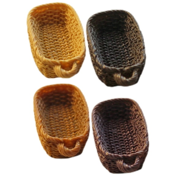 Homoyoyo Miniature Dollhouse Basket Resin Photo Prop Set of 4 Pieces for Crafting and Decoration