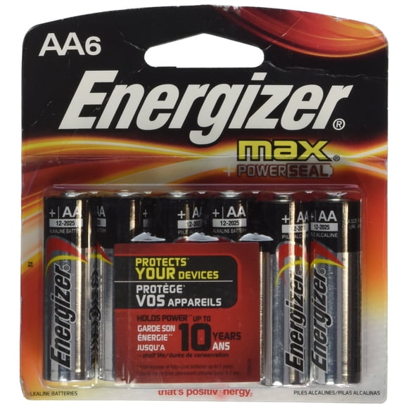 Paquete de 6 Pilas Alcalinas Energizer AA 1.5V Máximo