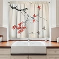 thumbnail image 2 of Ambesonne Japanese Kitchen Curtains, Romantic Spring Theme, 55"x45", Black and Coral, 2 of 3